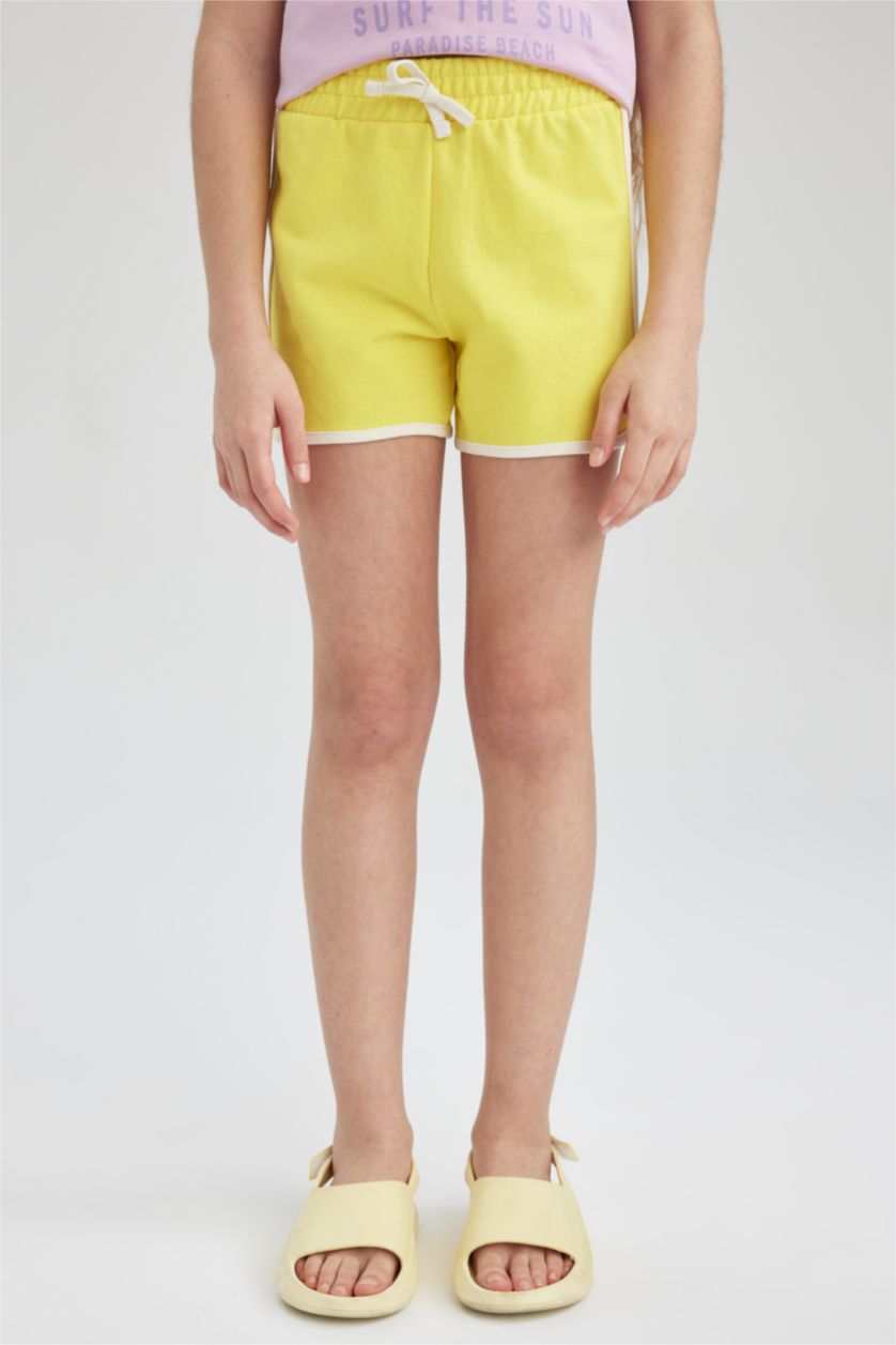 FILLES Jaune Short En Coton Peigné Pour Fille
