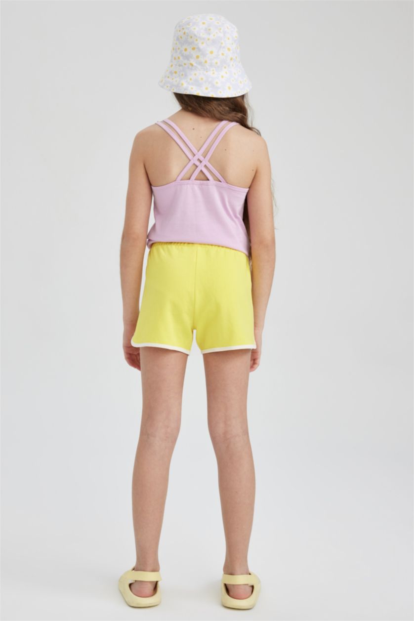 FILLES Jaune Short En Coton Peigné Pour Fille