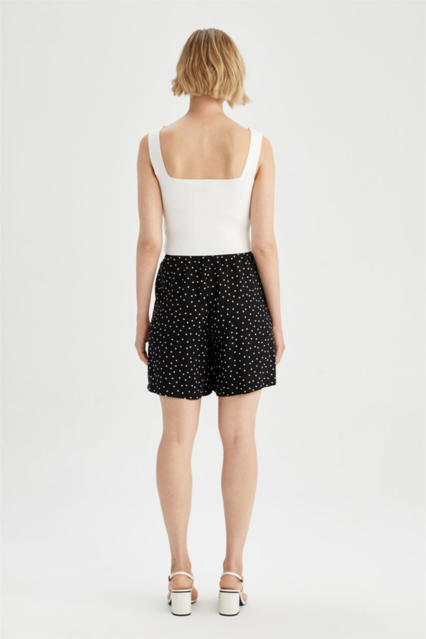 WOMAN Black Dot Patterned Pocket Relax Fit Bermuda Shorts