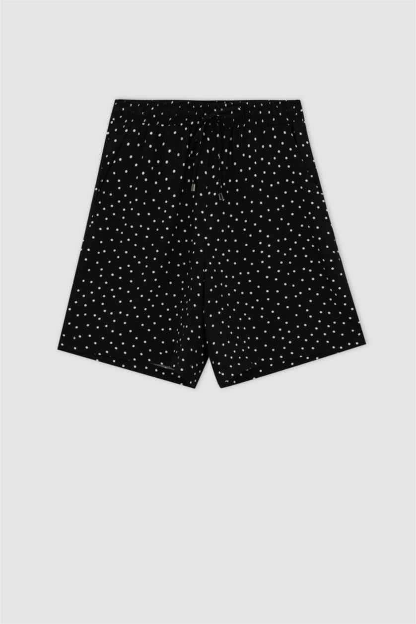 WOMAN Black Dot Patterned Pocket Relax Fit Bermuda Shorts