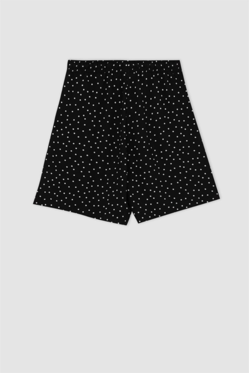 WOMAN Black Dot Patterned Pocket Relax Fit Bermuda Shorts