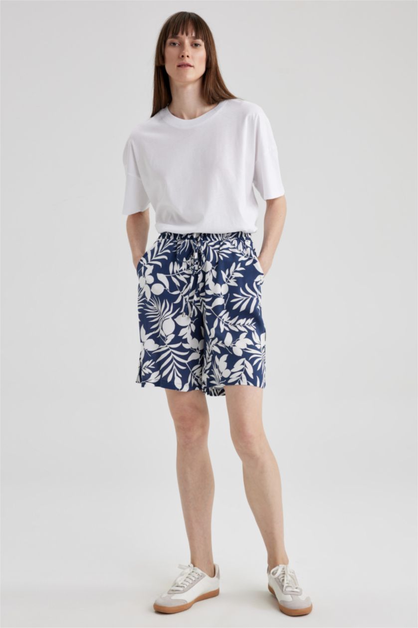 WOMAN Sax High Waist Wide Leg Viscose Shorts