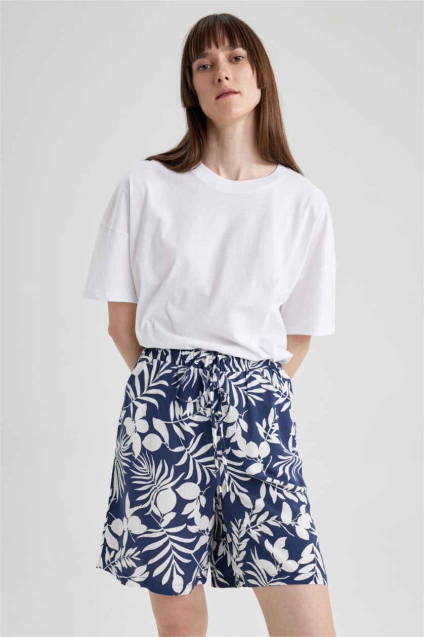 WOMAN Sax High Waist Wide Leg Viscose Shorts