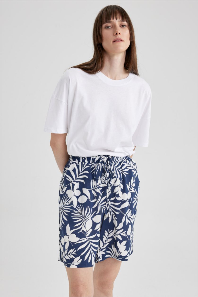 WOMAN Sax High Waist Wide Leg Viscose Shorts