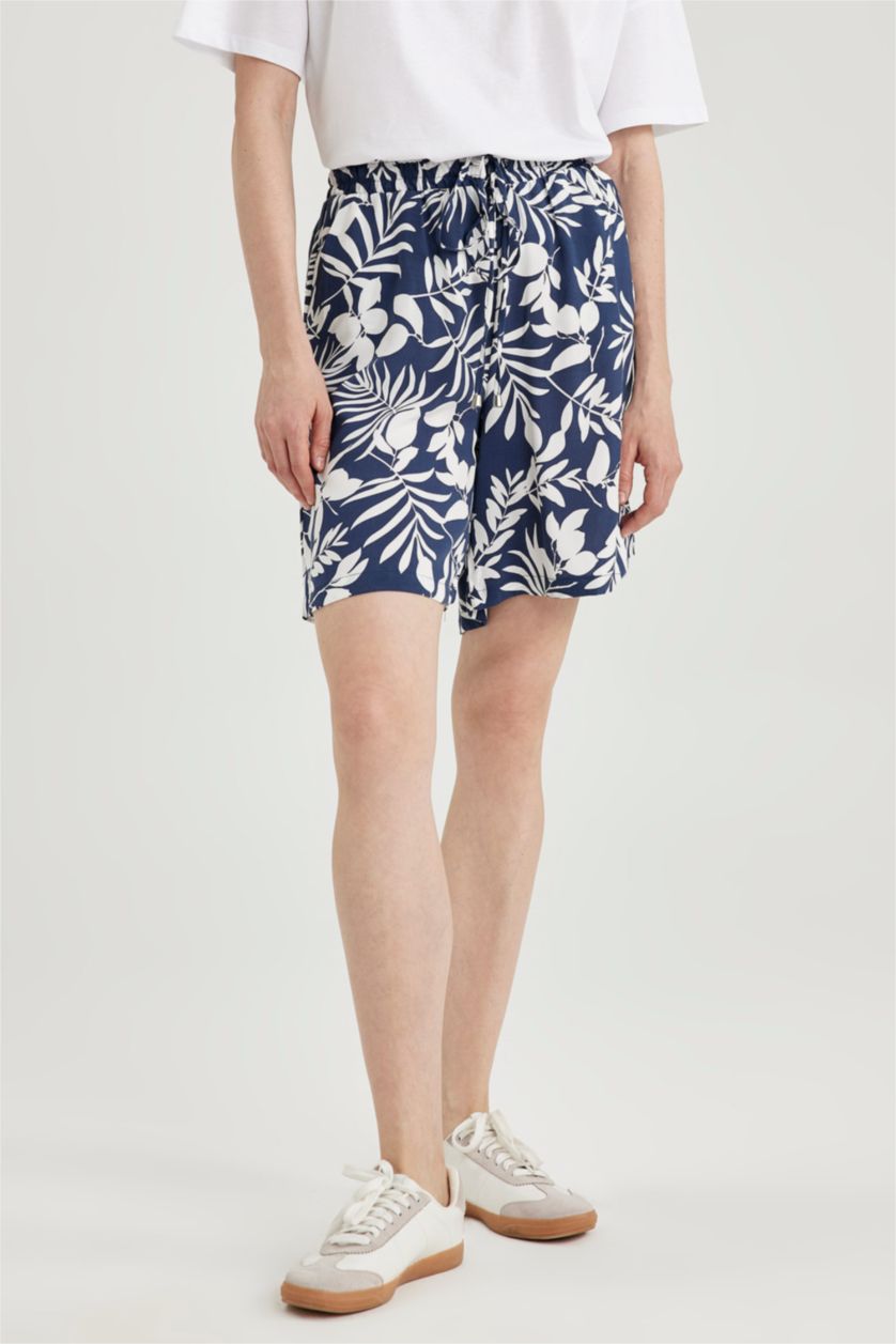 WOMAN Sax High Waist Wide Leg Viscose Shorts