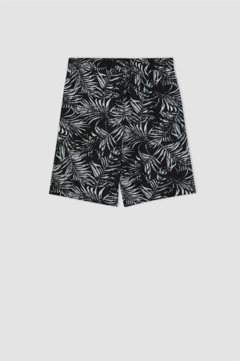 حريمي أسود شورت وايد ليج بجيب وخصر عالي