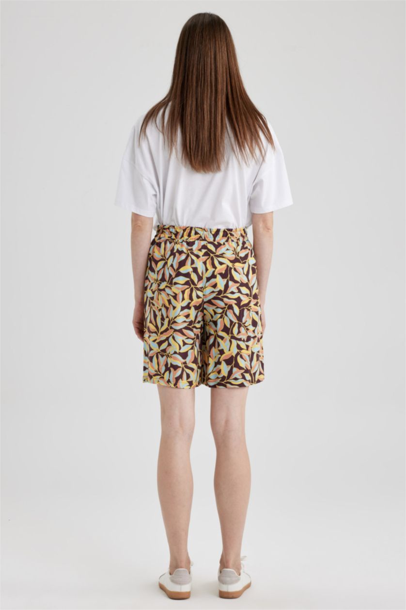 نساء خمري شورت وايد ليج هاي ويست بجيب