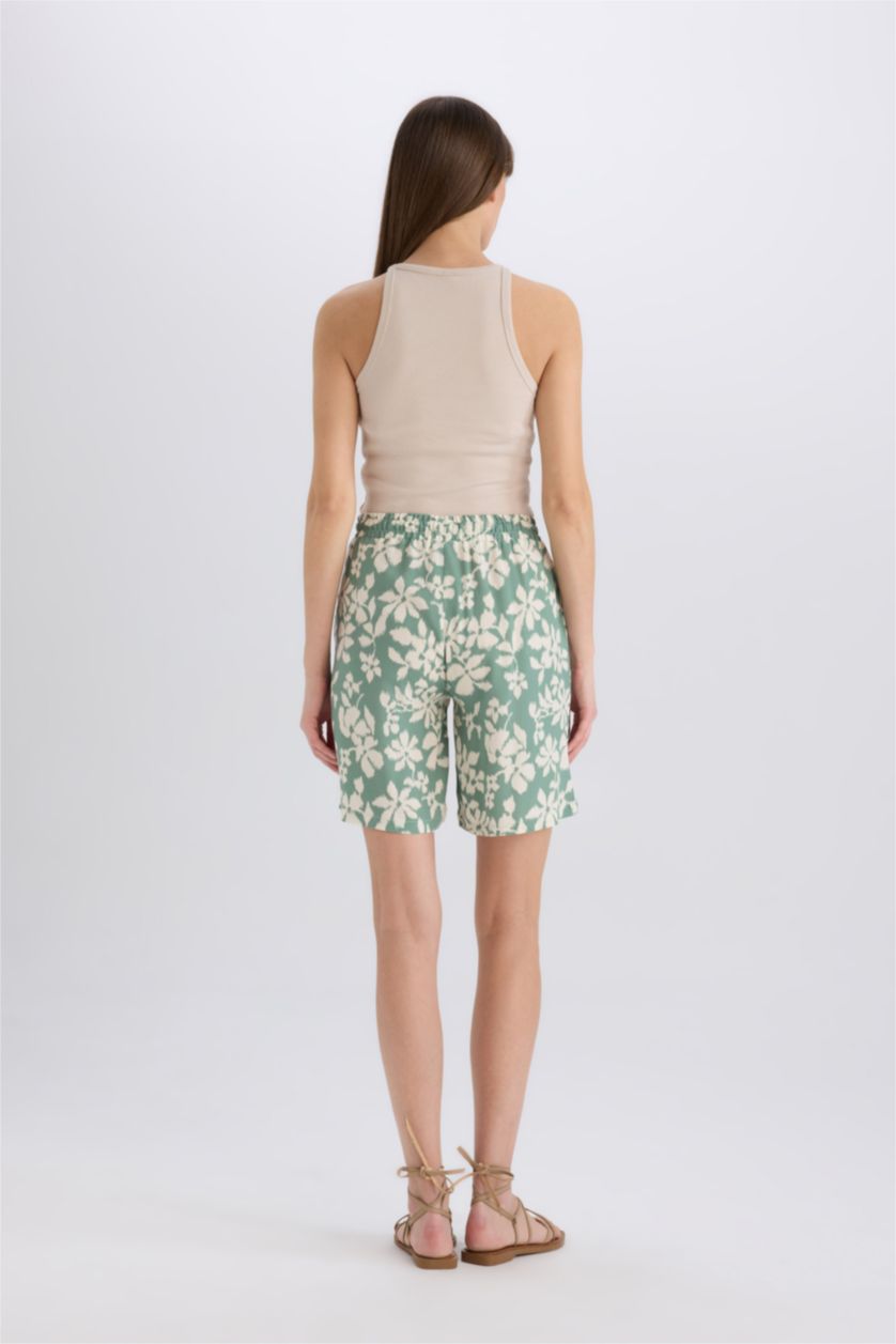 نساء أخضر شورت فيسكوز بجيب وخصر عالي