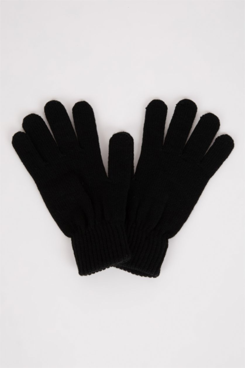 Man Black Man Knitwear Gloves