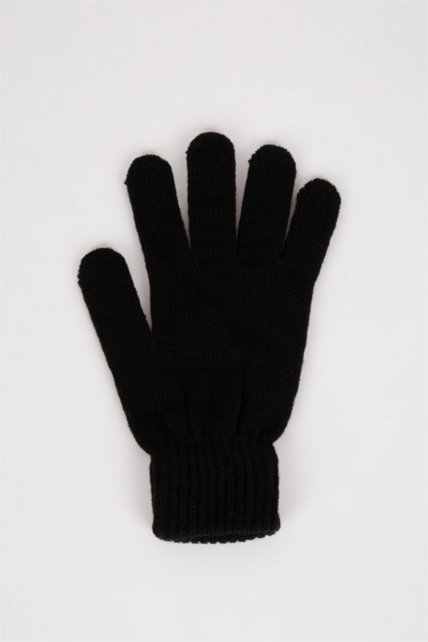 Man Black Man Knitwear Gloves