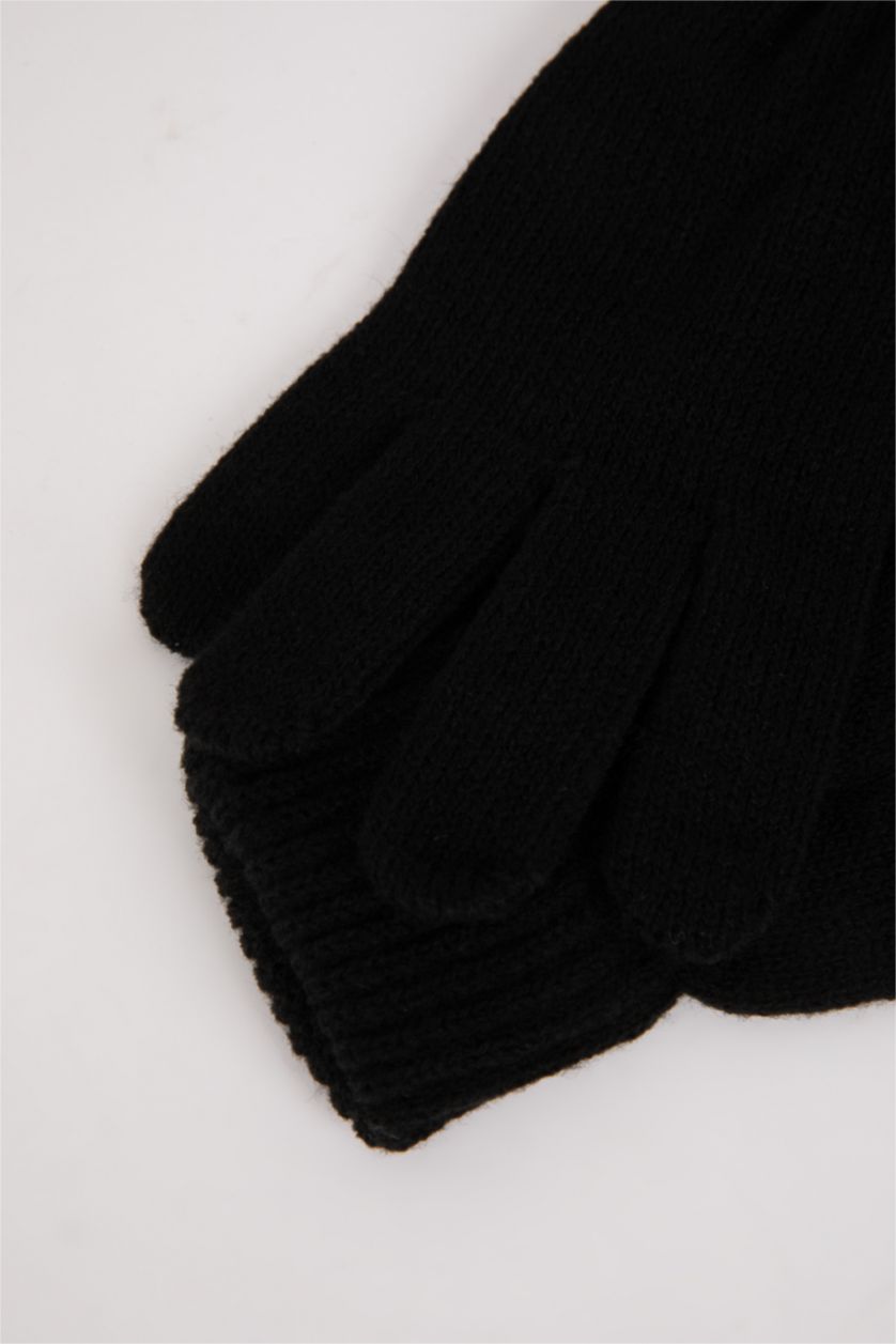 Man Black Man Knitwear Gloves