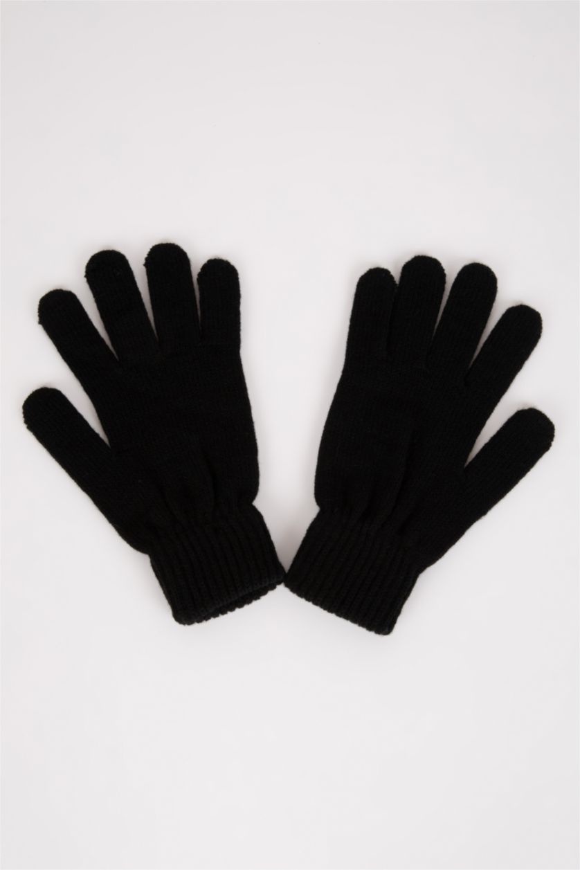 Man Black Man Knitwear Gloves