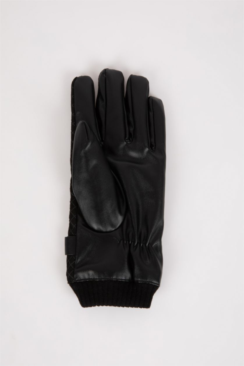 Erkek Siyah Erkek Suni Deri Eldiven