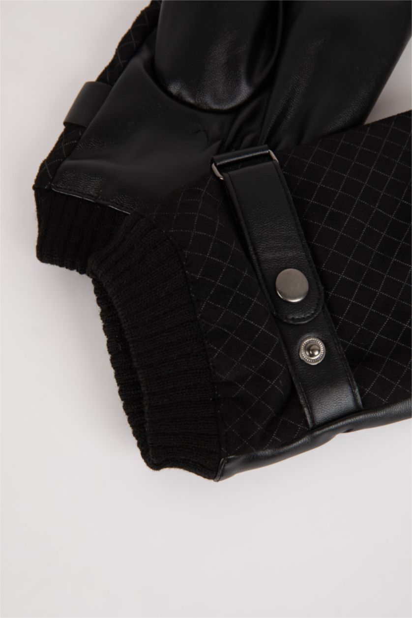 Erkek Siyah Erkek Suni Deri Eldiven