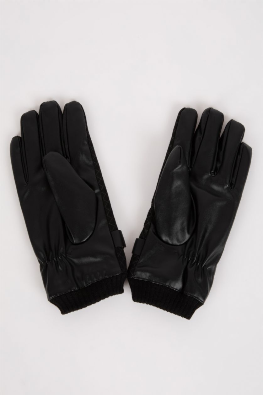 Erkek Siyah Erkek Suni Deri Eldiven