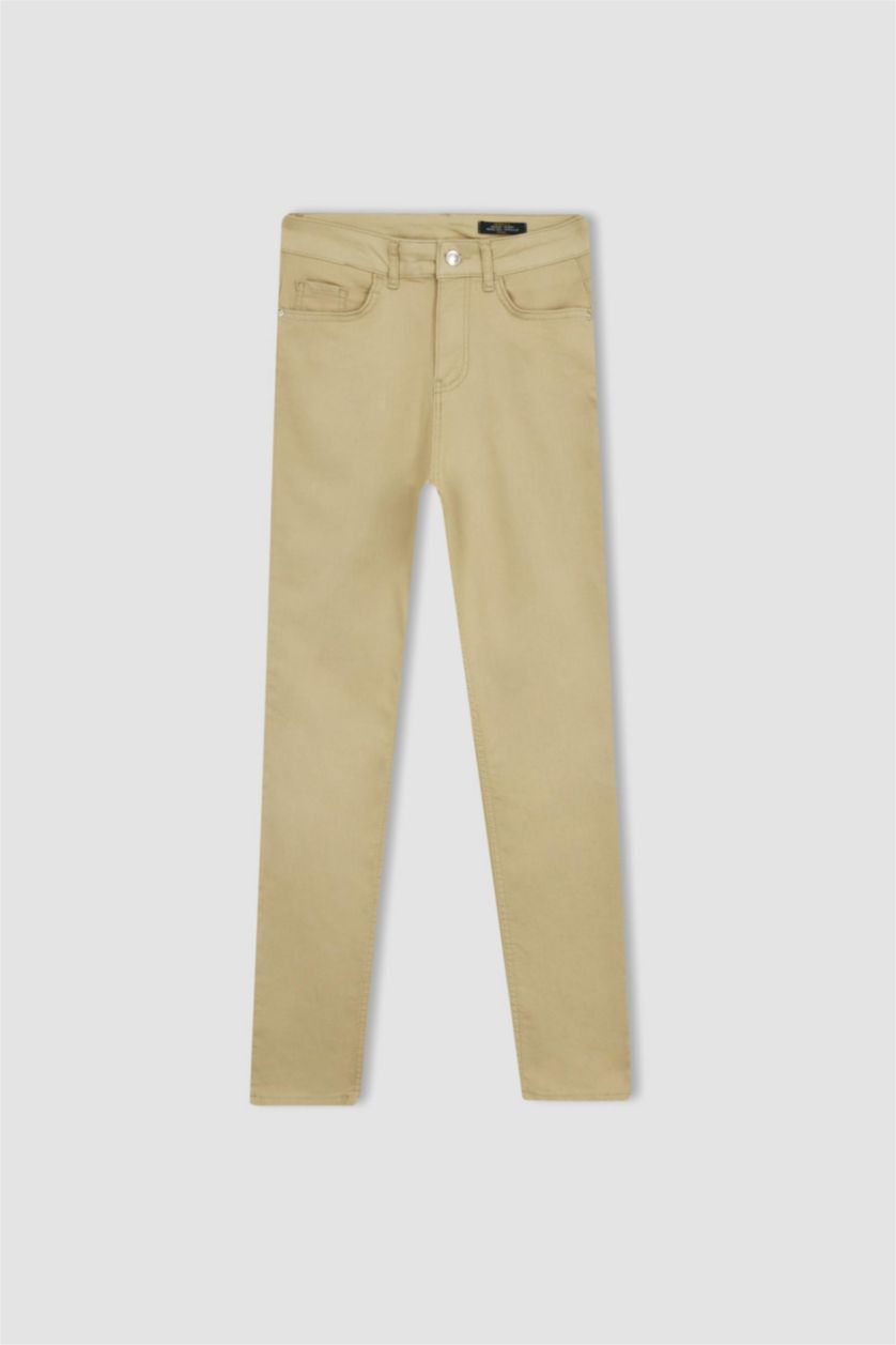 WOMAN Beige Rebeca Slim Fit High Waist Gabardine Trousers