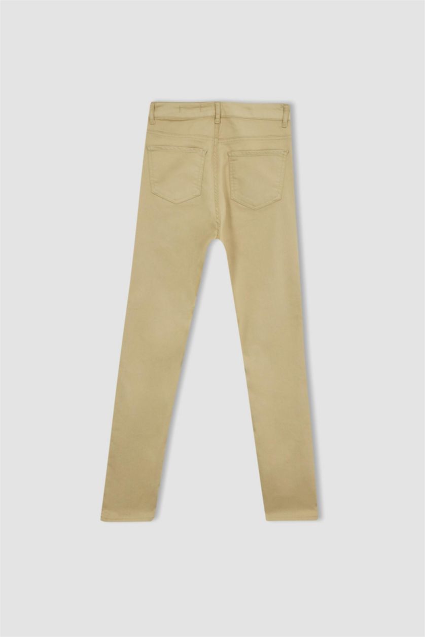WOMAN Beige Rebeca Slim Fit High Waist Gabardine Trousers