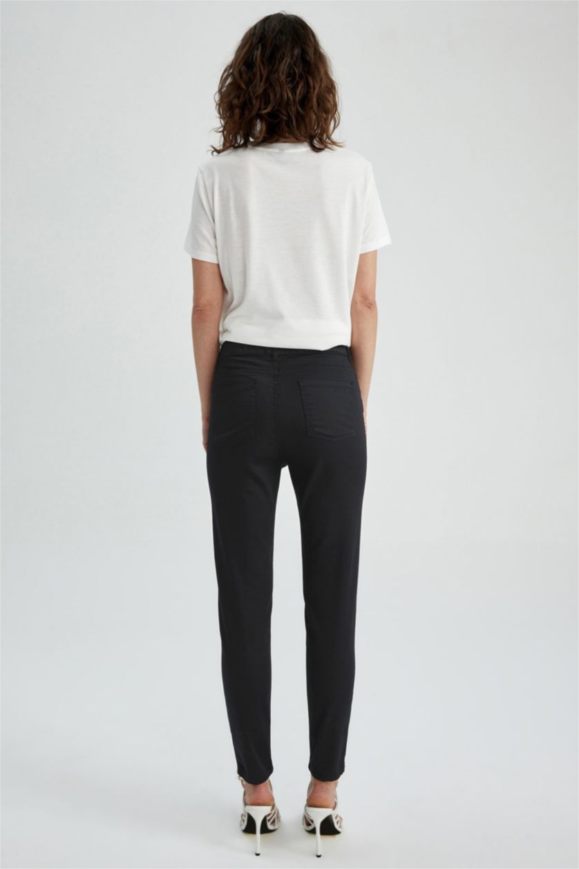 FEMME Noir Pantalon droit en gabardine à cinq poches Rebeca