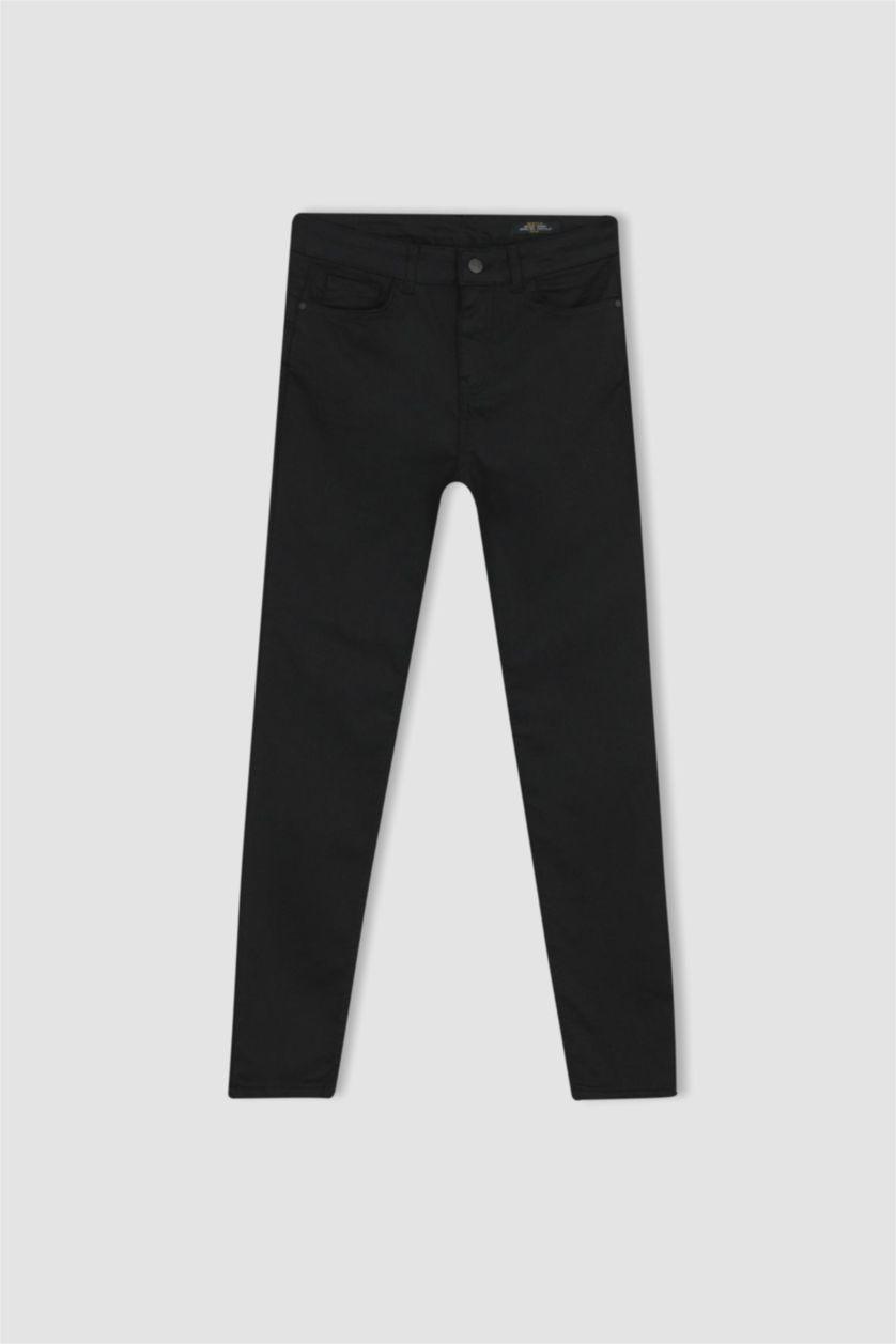 FEMME Noir Pantalon droit en gabardine à cinq poches Rebeca