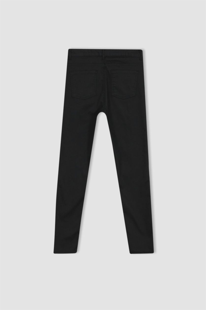 FEMME Noir Pantalon droit en gabardine à cinq poches Rebeca