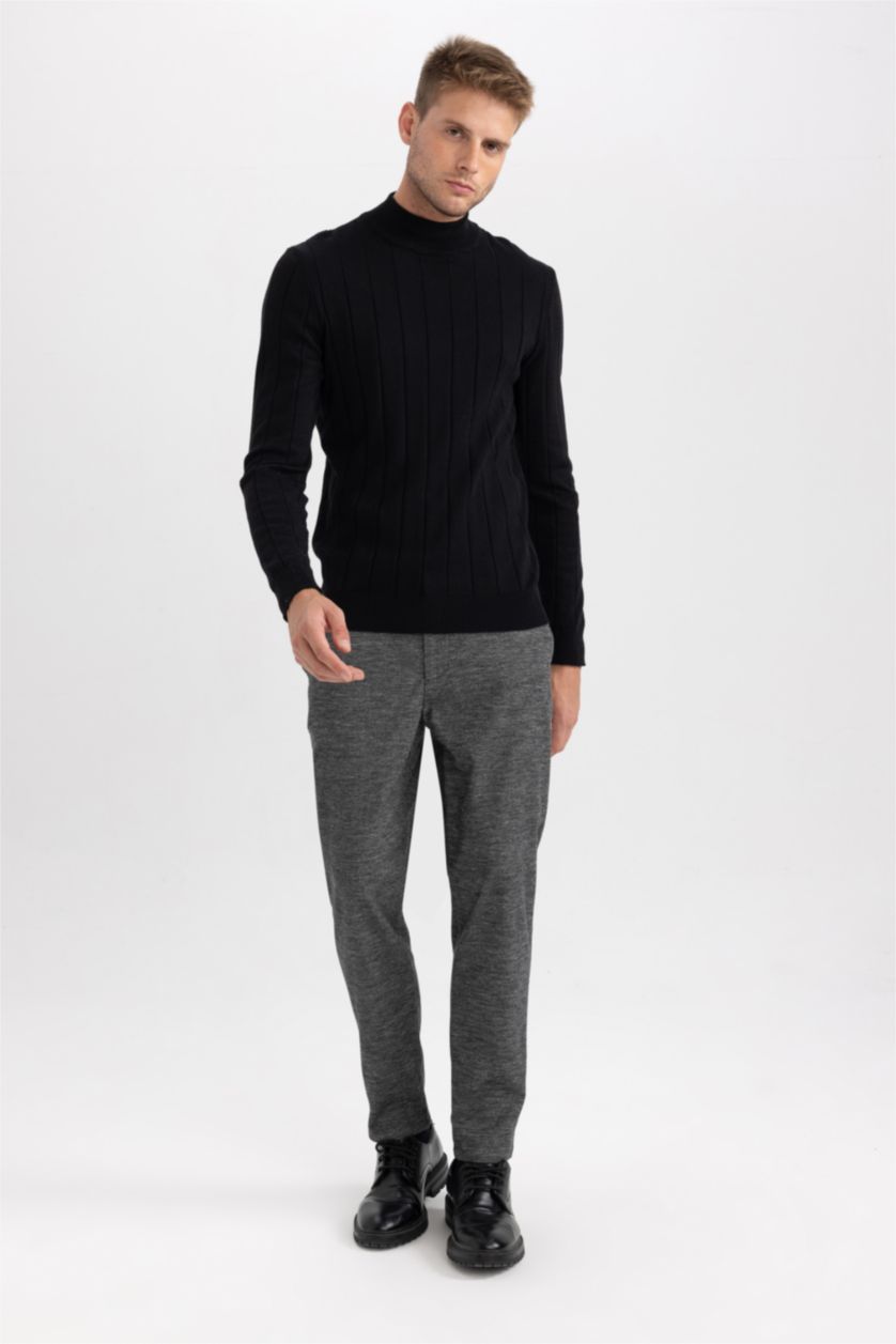 HOMME Gris Pantalon Coupe Ajustée