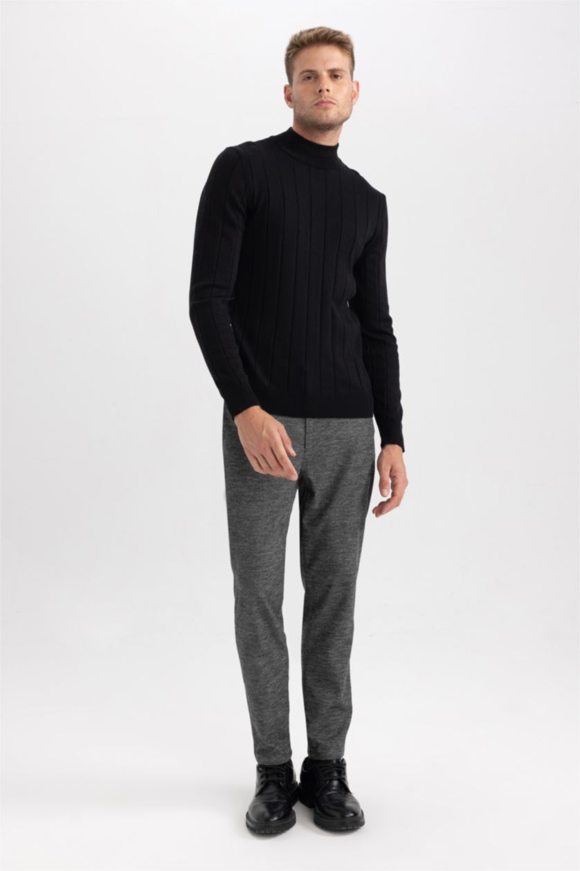 HOMME Gris Pantalon Coupe Ajustée