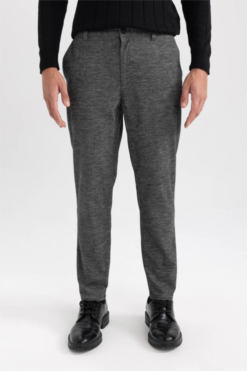 HOMME Gris Pantalon Coupe Ajustée