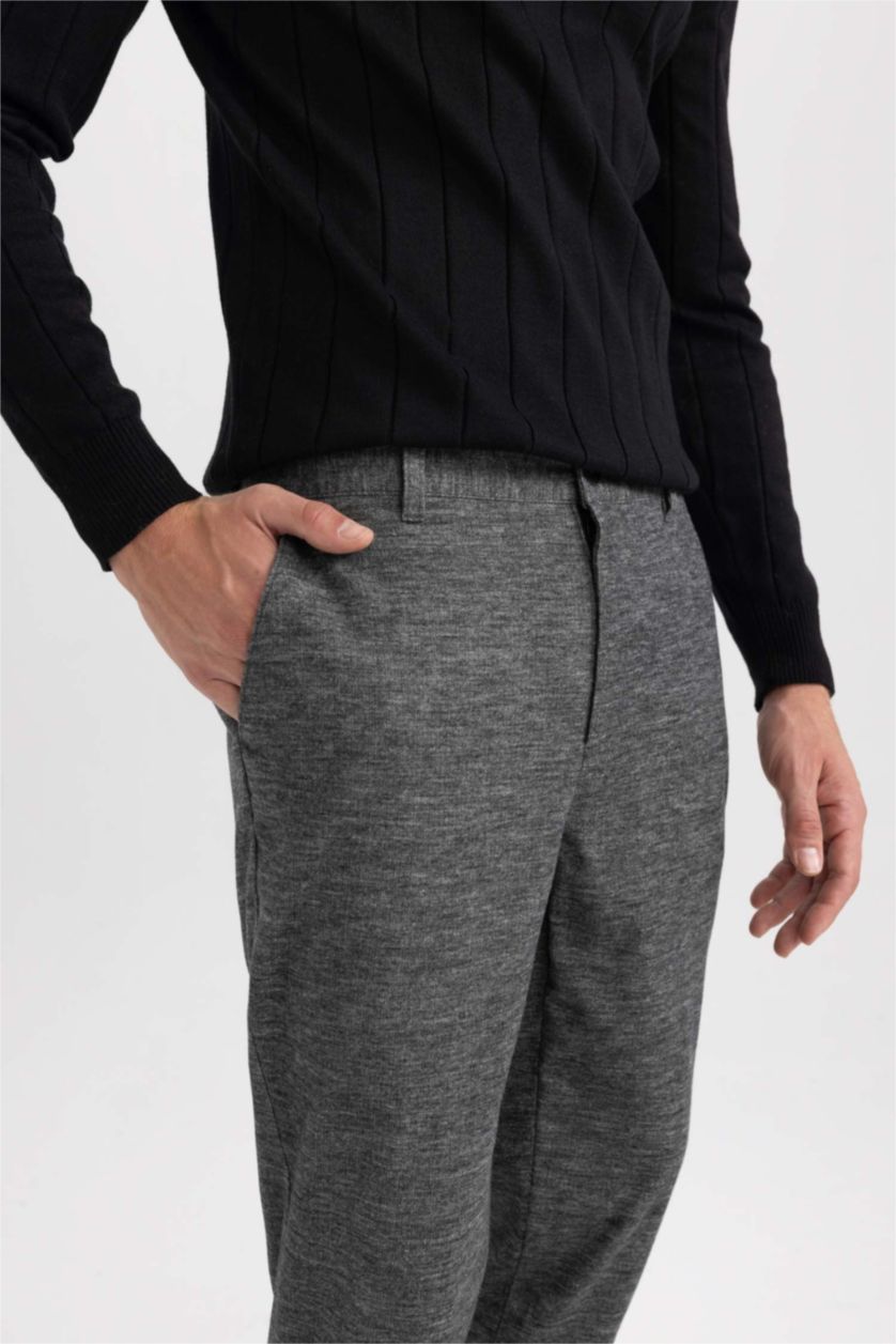 HOMME Gris Pantalon Coupe Ajustée