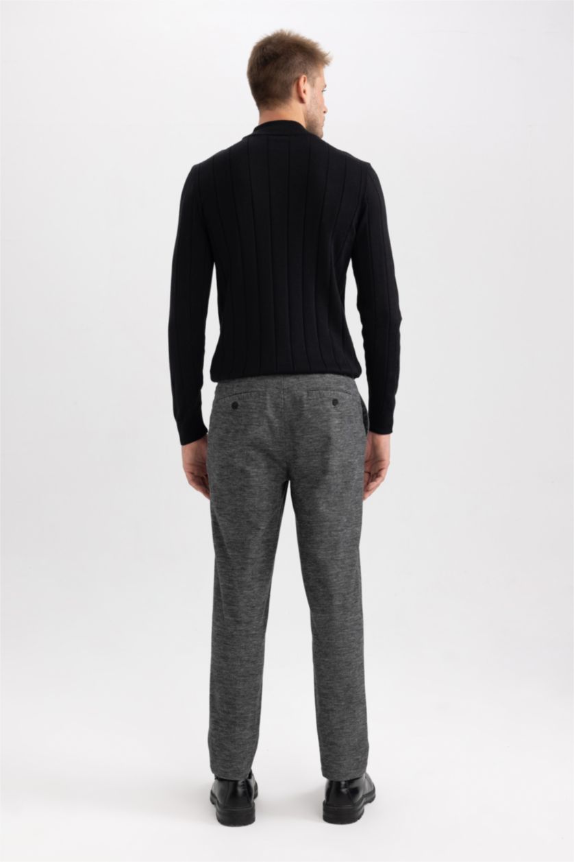 HOMME Gris Pantalon Coupe Ajustée