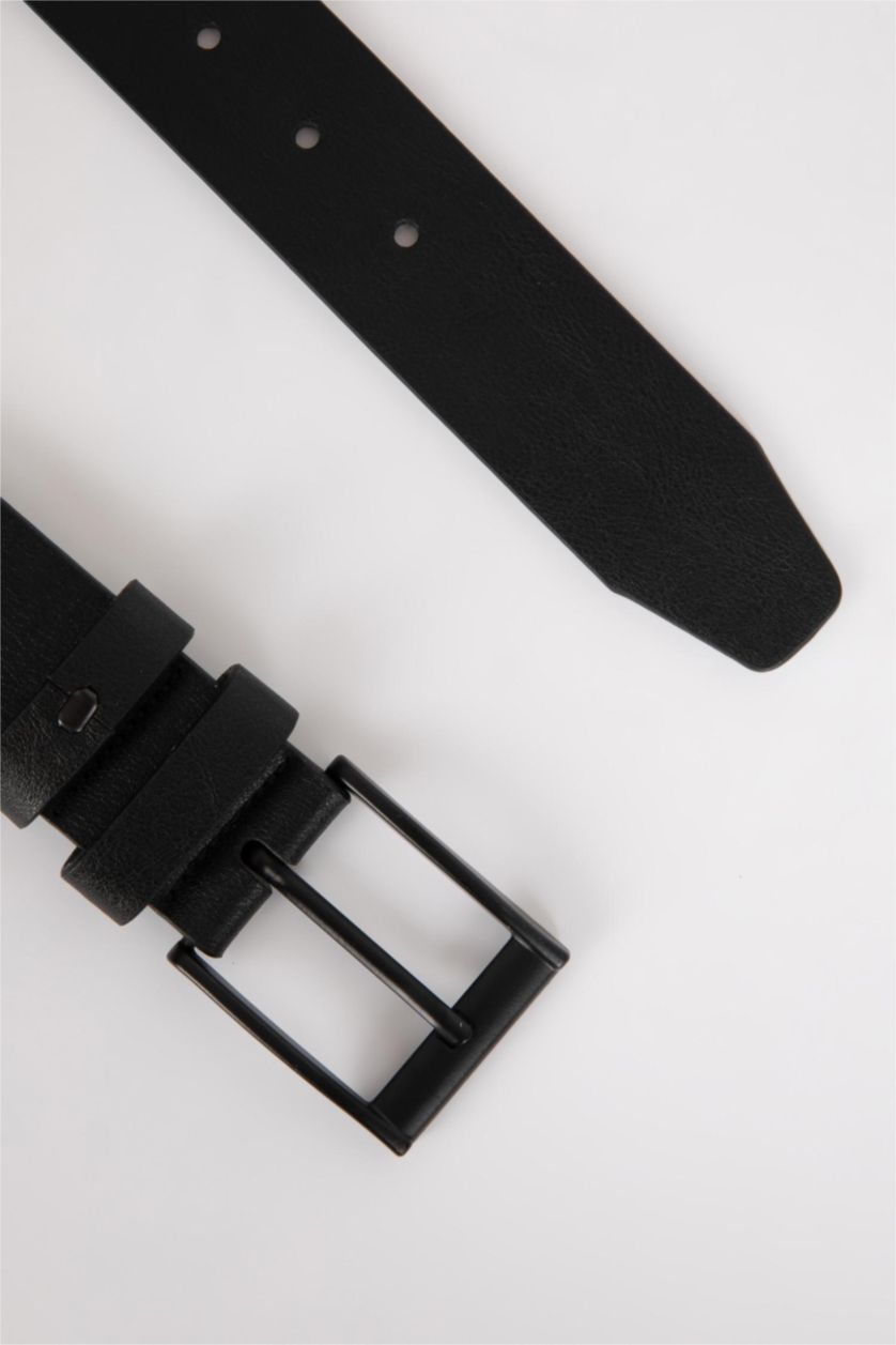 Erkek Siyah Erkek Suni Deri Jean Kemeri