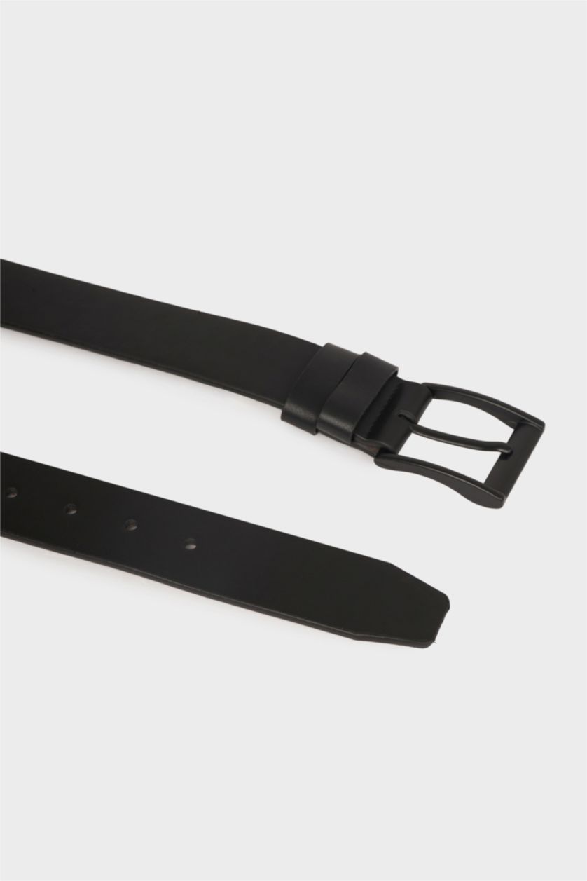 Erkek Siyah Erkek Dikdörtgen Toka Suni Deri Jean Kemeri