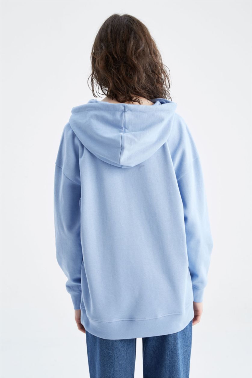 WOMAN Blue Oversize Fit Thick Sweatshirt Fabric Sweatshirt