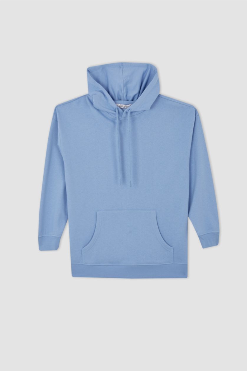 WOMAN Blue Oversize Fit Thick Sweatshirt Fabric Sweatshirt