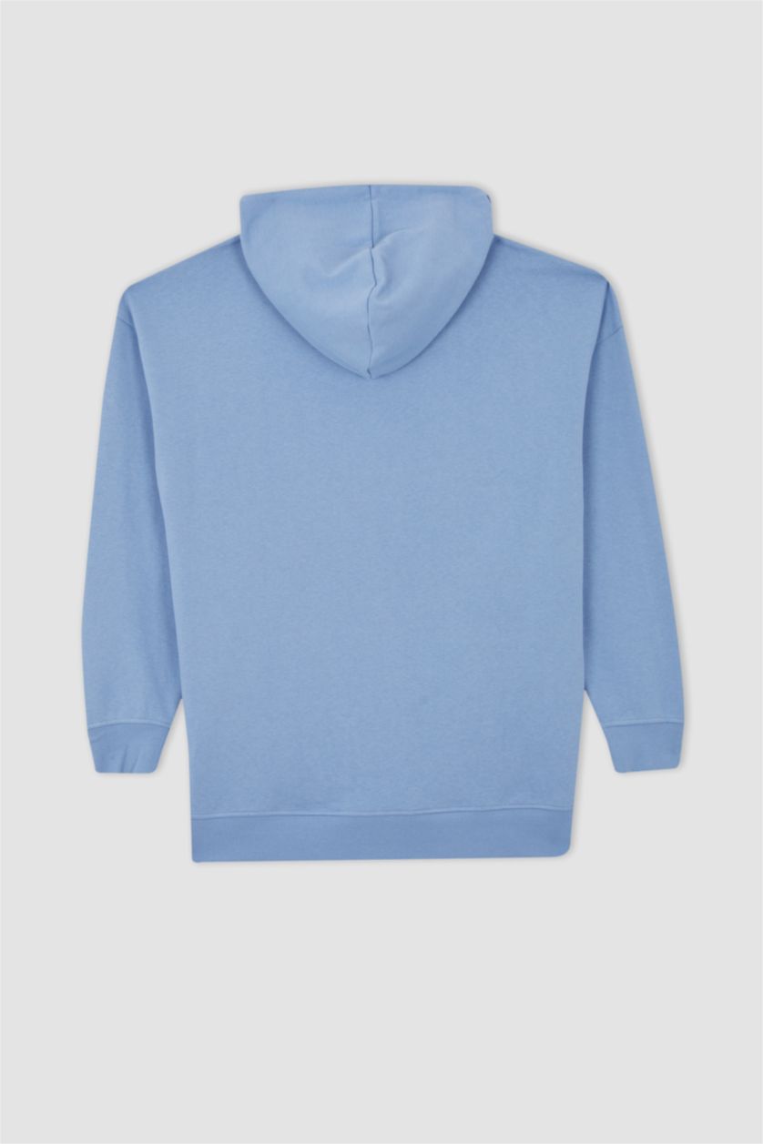 WOMAN Blue Oversize Fit Thick Sweatshirt Fabric Sweatshirt