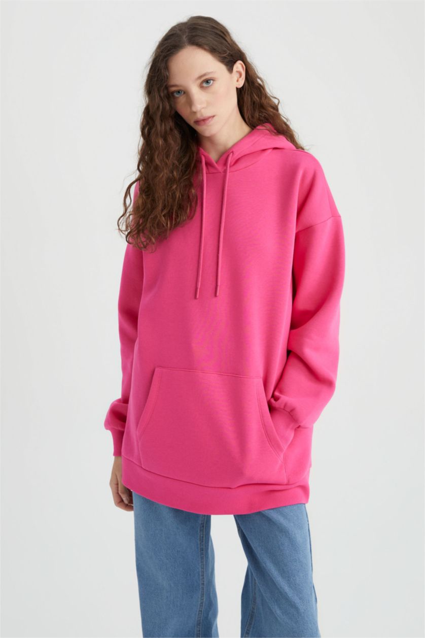 FEMME Rose Sweat Ample À Capuche Manches Longues