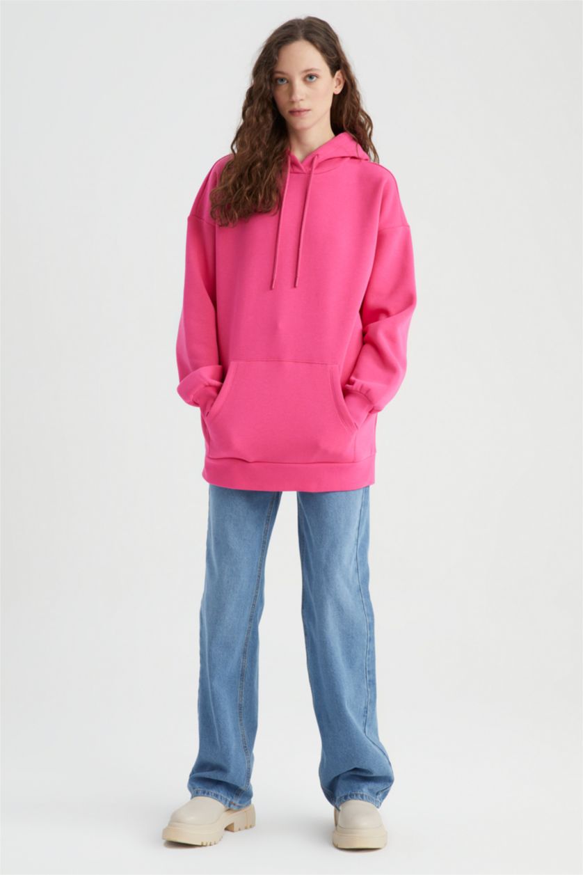 FEMME Rose Sweat Ample À Capuche Manches Longues