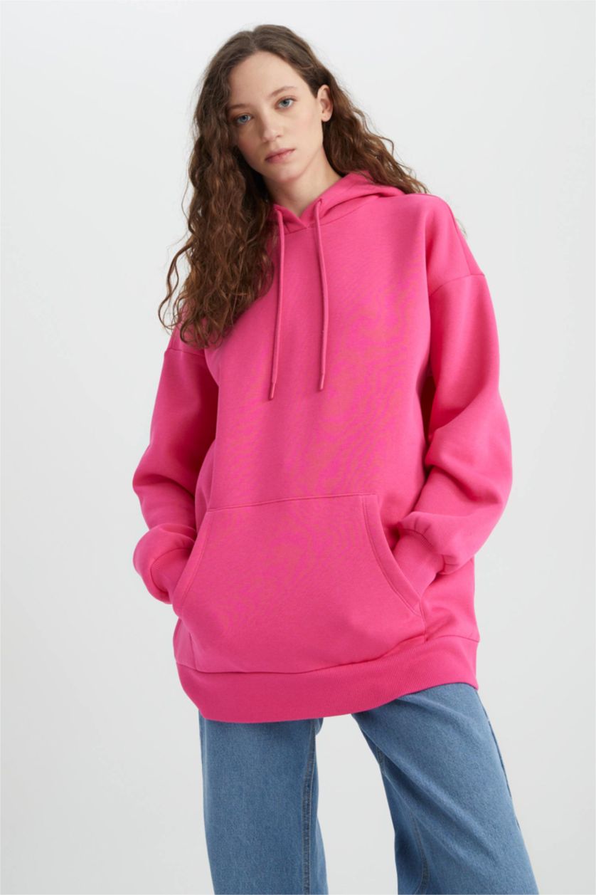 FEMME Rose Sweat Ample À Capuche Manches Longues