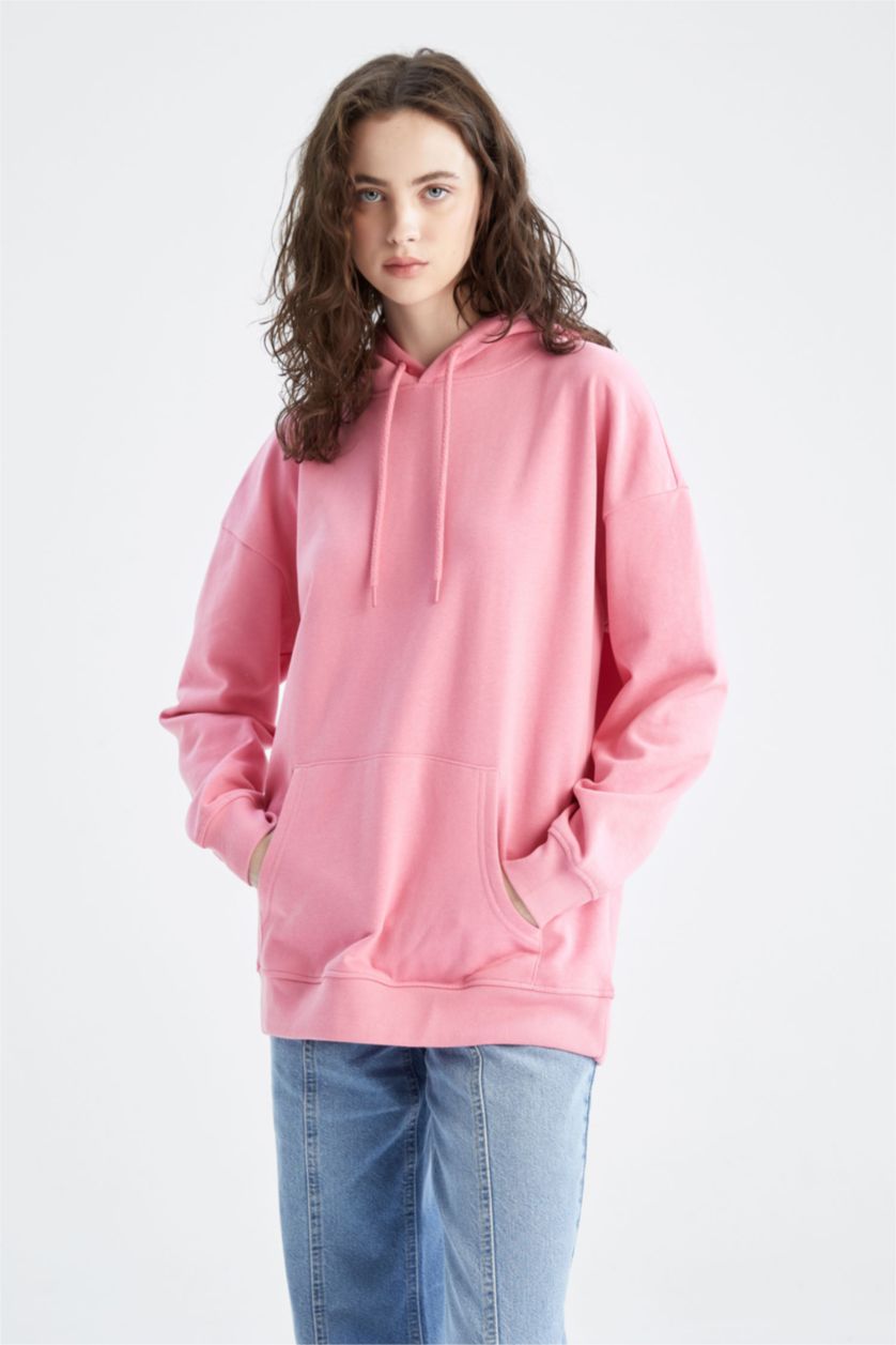FEMME Rose Sweat Ample À Capuche Manches Longues