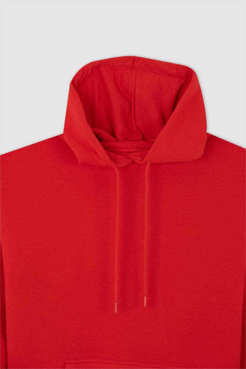 FEMME Rouge Sweat-shirt à capuche en tissu épais à manches longues avec poche kangourou coupe oversize