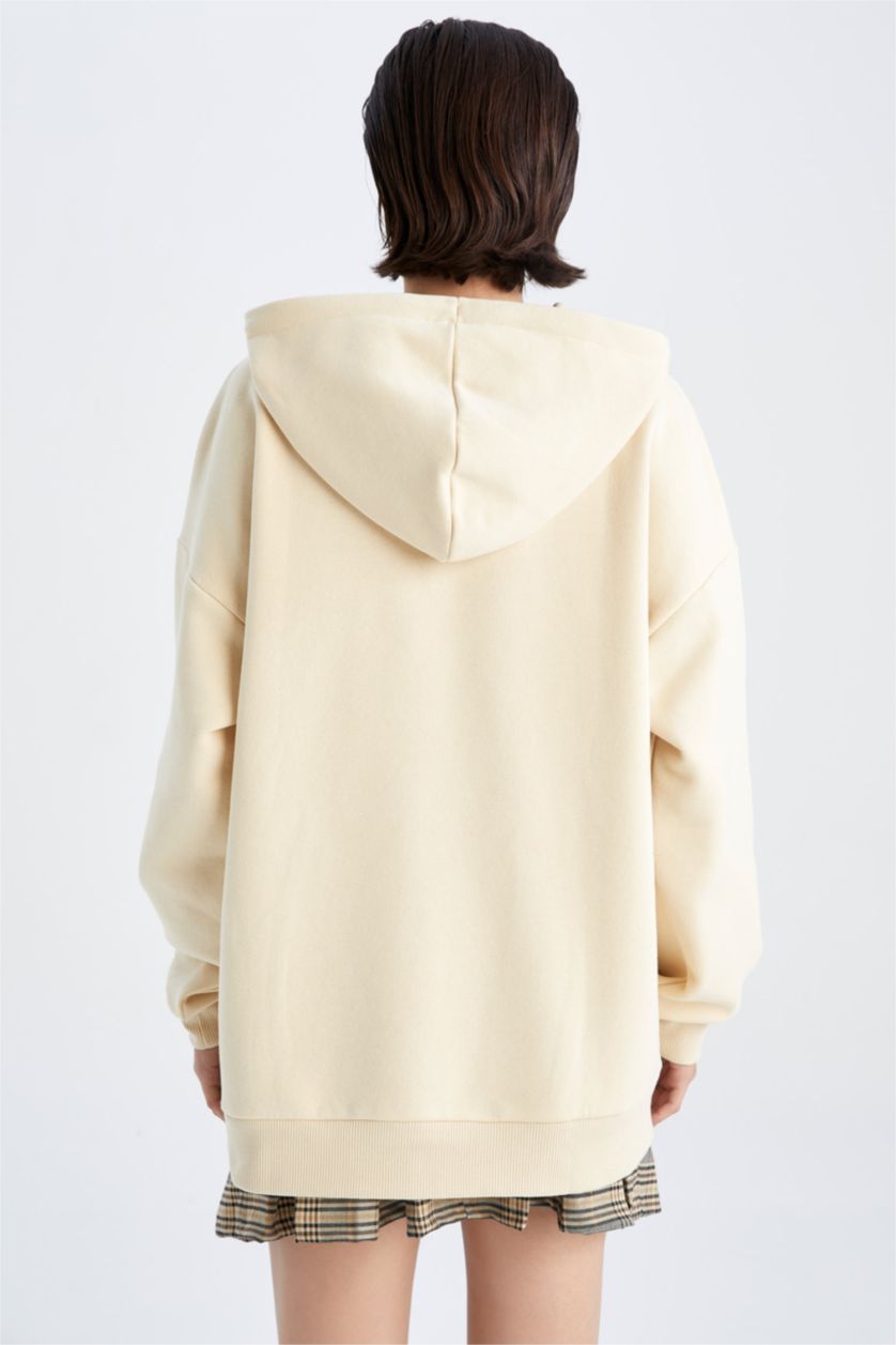 Kadın Açık Sarı Oversıze Kalın Kumaş Sweatshirt
