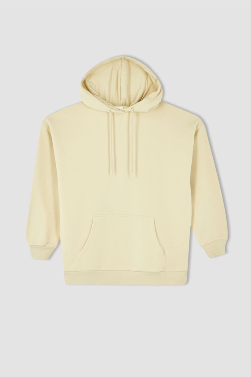 Kadın Açık Sarı Oversıze Kalın Kumaş Sweatshirt