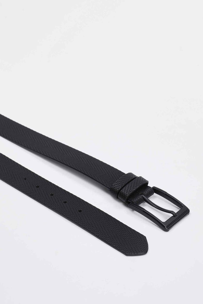 رجال أسود حزام جلد صناعي منقوش للرجال