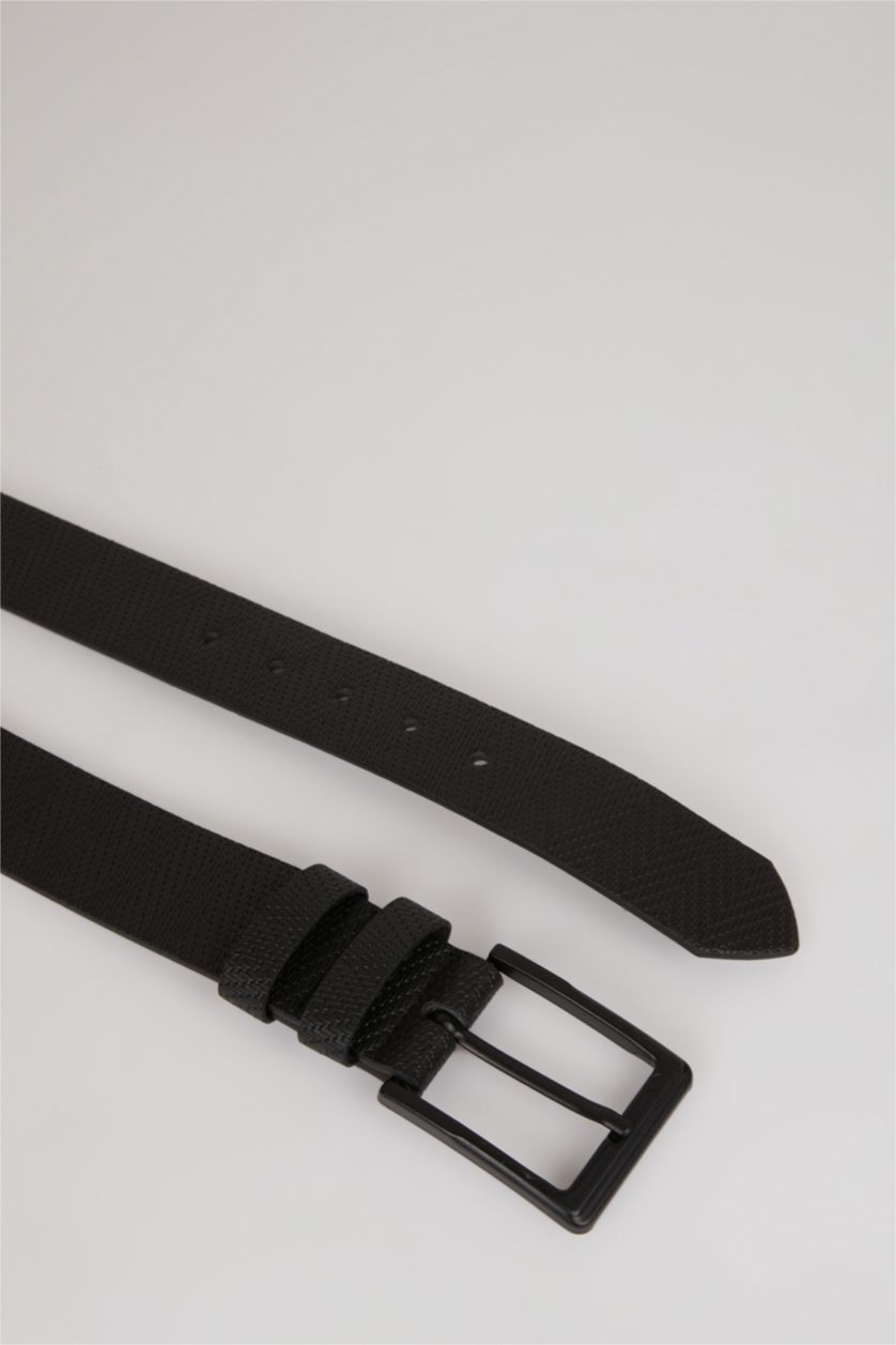 Erkek Siyah Erkek Dikdörtgen Toka Suni Deri Jean Kemeri