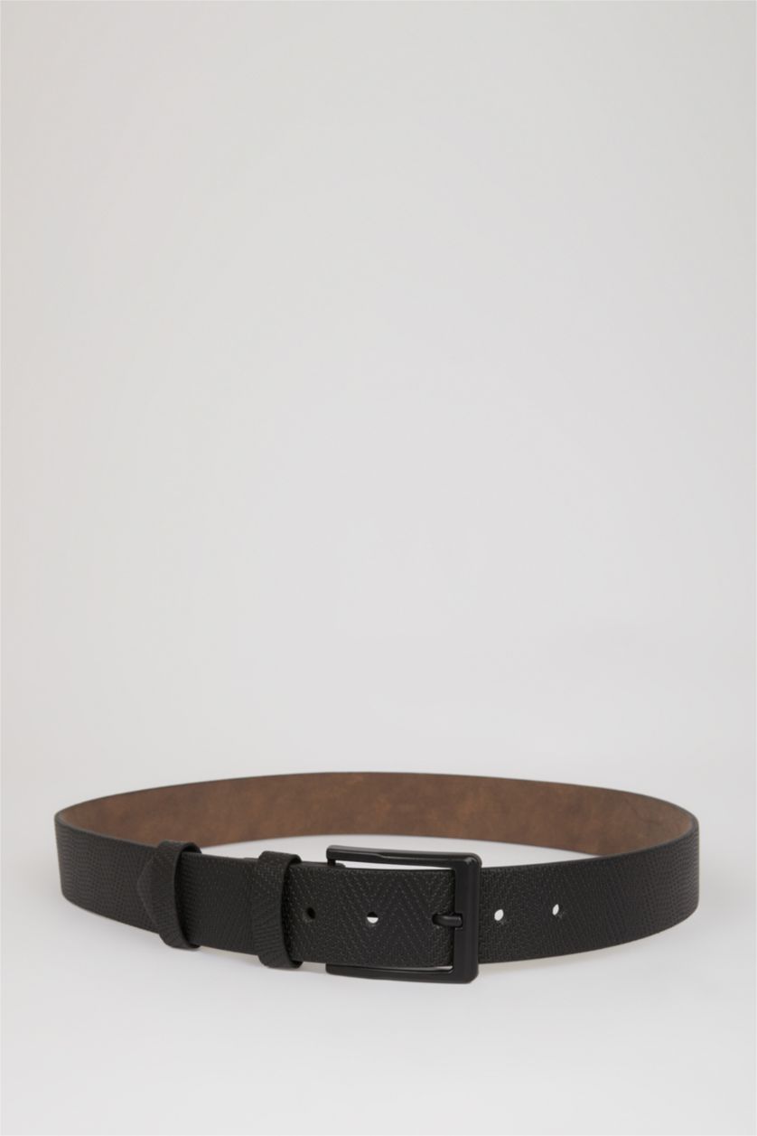 Erkek Siyah Erkek Dikdörtgen Toka Suni Deri Jean Kemeri