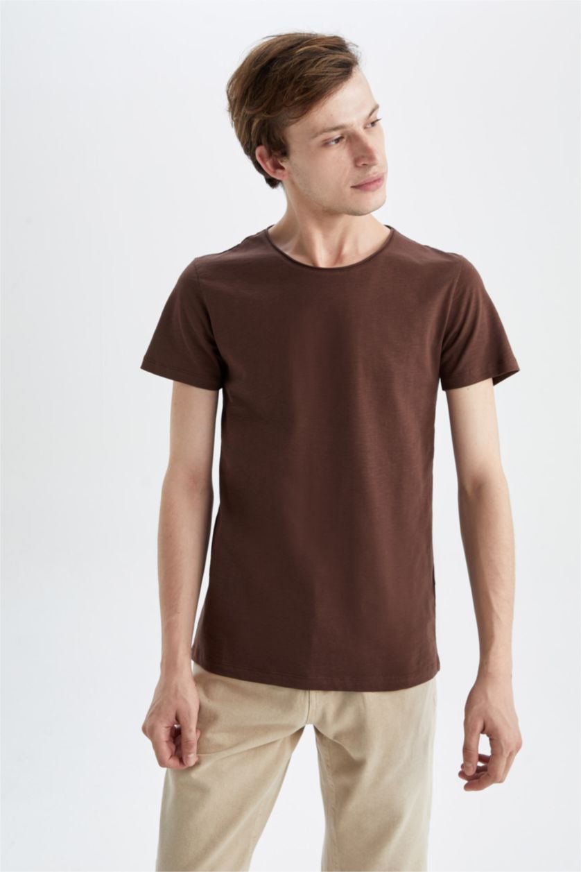 MAN Brown Slim Fit Crew Neck Short Sleeve T-Shirt