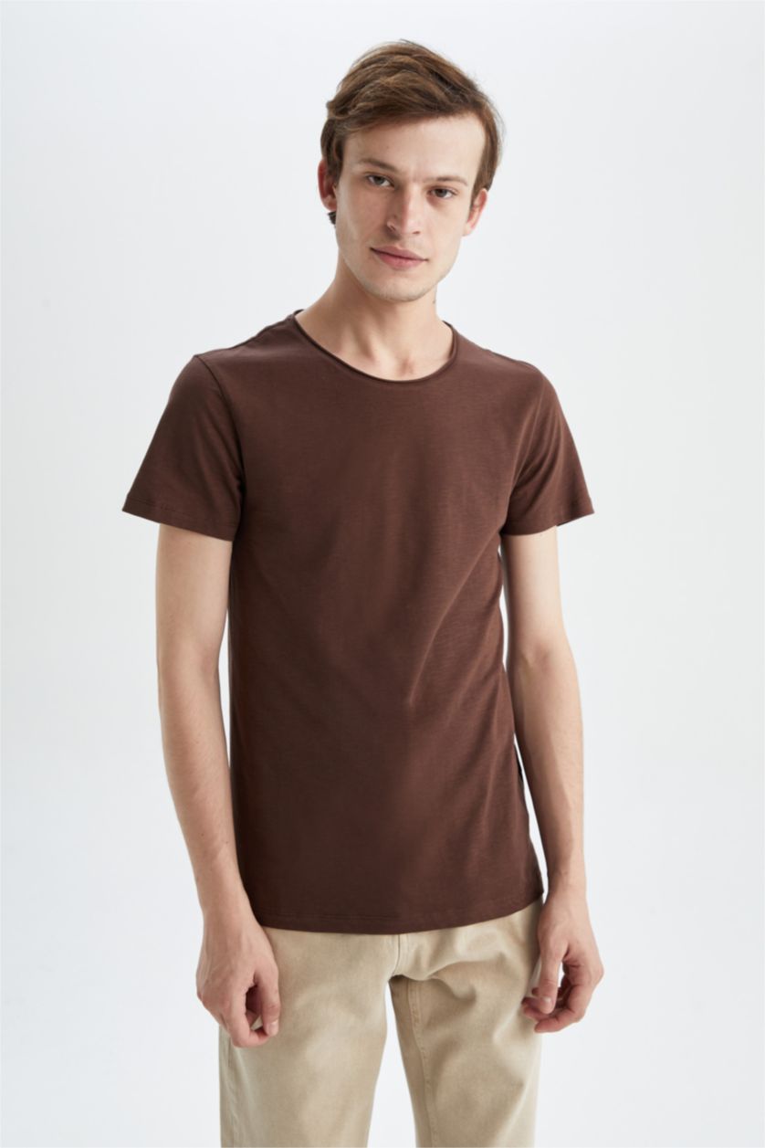 MAN Brown Slim Fit Crew Neck Short Sleeve T-Shirt