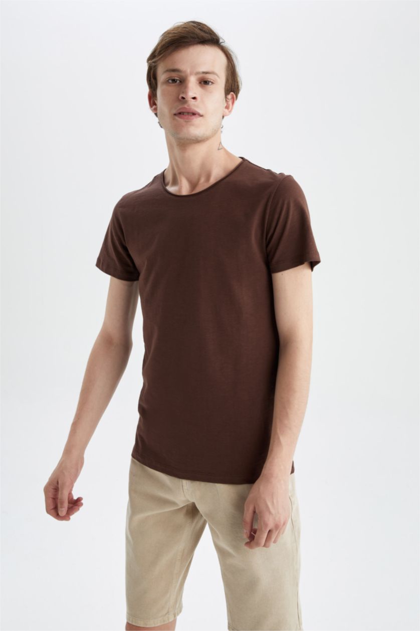 MAN Brown Slim Fit Crew Neck Short Sleeve T-Shirt