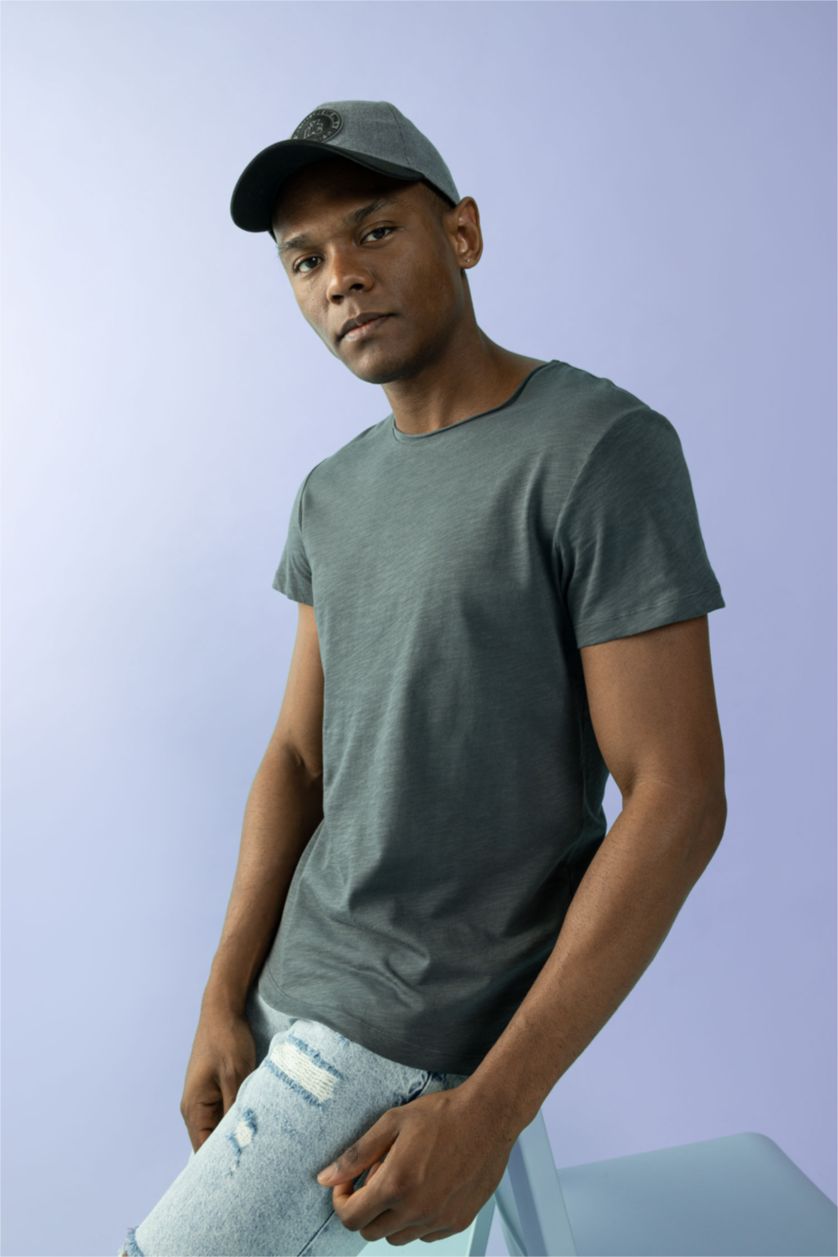 MAN Anthracite Slim Fit Crew Neck Basic T-Shirt