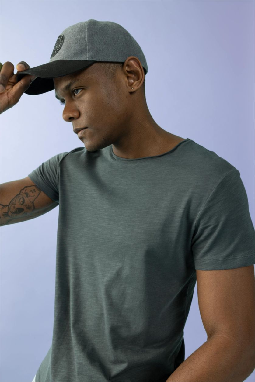 MAN Anthracite Slim Fit Crew Neck Basic T-Shirt