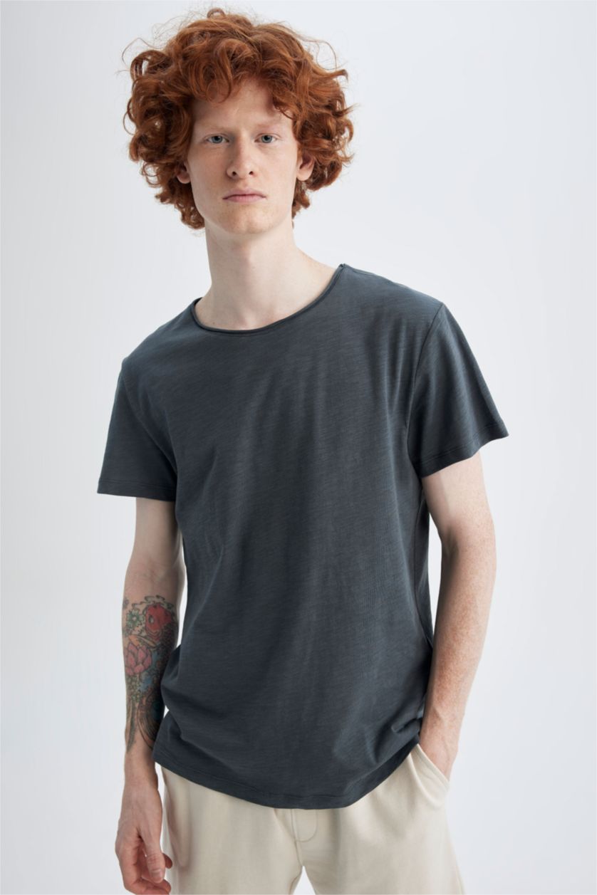 MAN Anthracite Slim Fit Crew Neck Basic T-Shirt